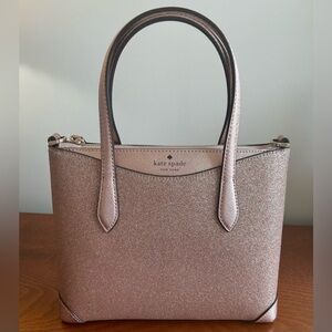 Kate Spade Crossbody Satchel Bag Glitter Rose Gold NWT